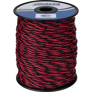 Audtek 500 ft. 16 AWG Stranded OFC Twisted Pair Speaker Cabinet Hookup Wire Red/Black